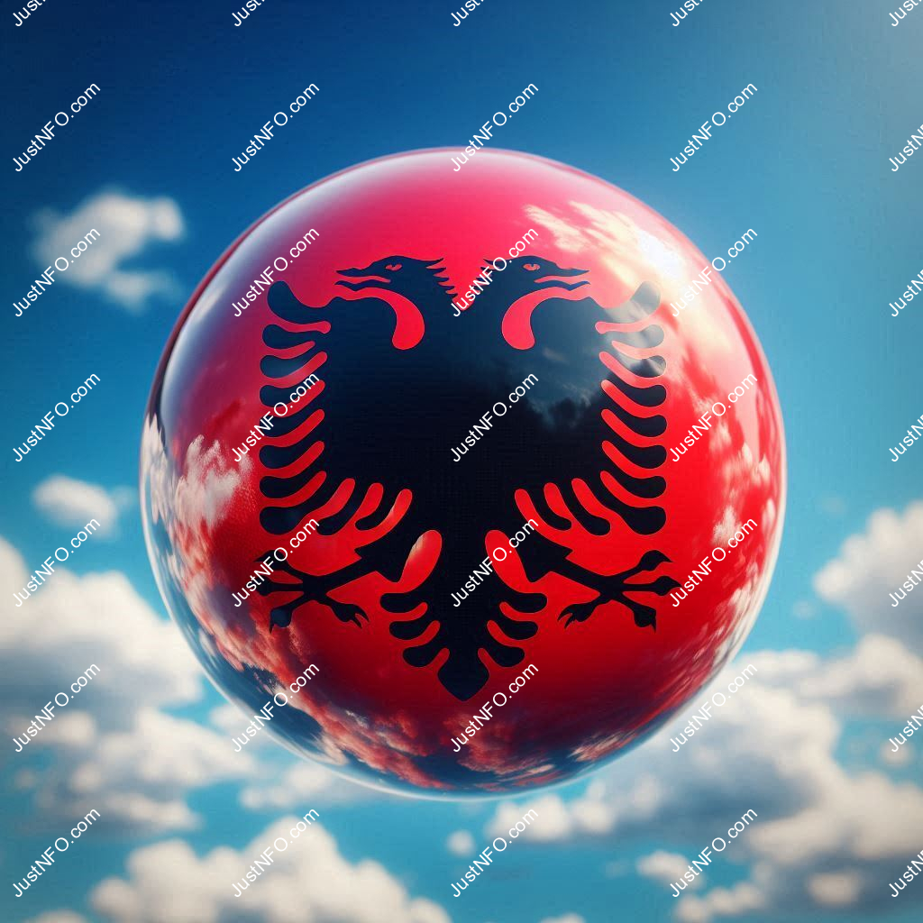 Spherical 3D rendering of the flag of Albania