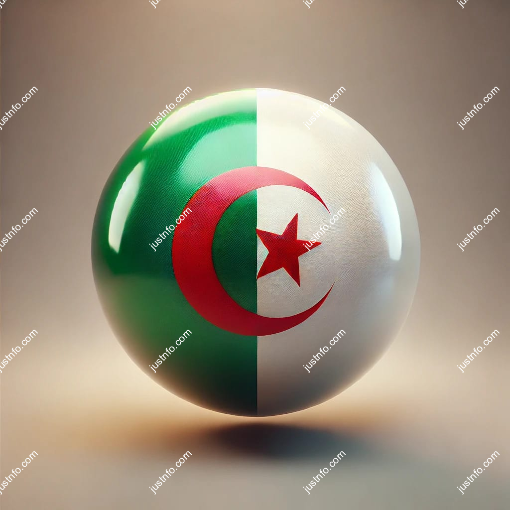 Spherical 3D rendering of the flag of Algeria