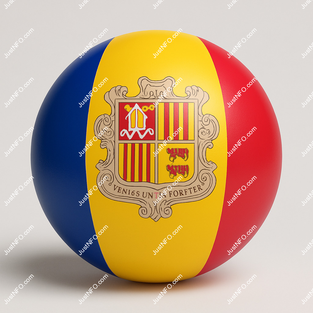 Spherical 3D rendering of the flag of Andorra