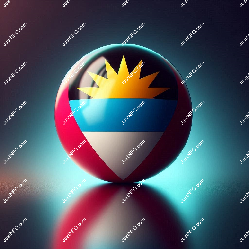 Spherical 3D rendering of the flag of Antigua and Barbuda