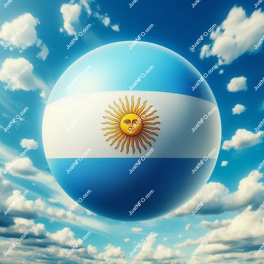 Spherical 3D rendering of the flag of Argentina