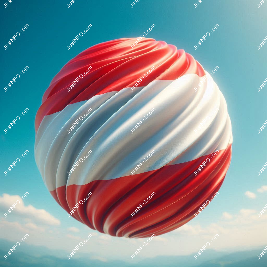 Spherical 3D rendering of the flag of Austria