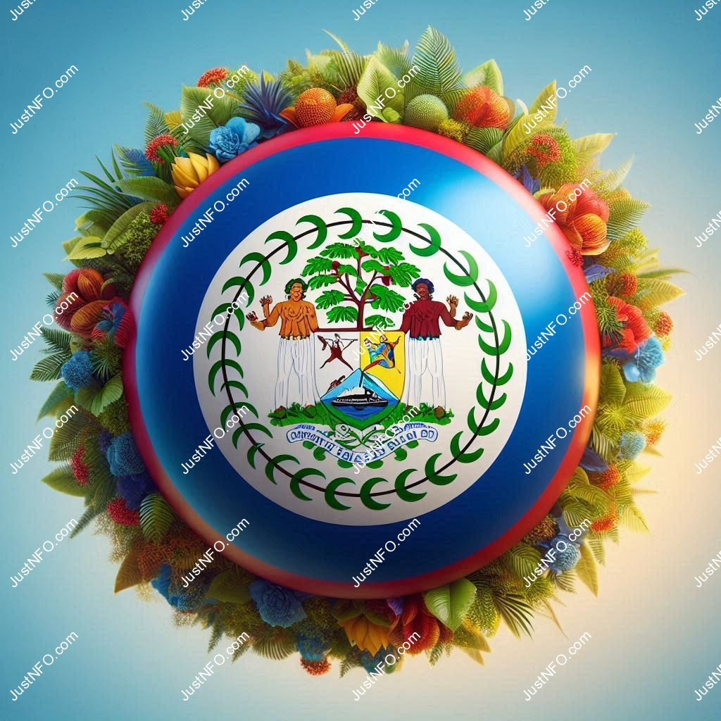 Spherical 3D rendering of the flag of Belize