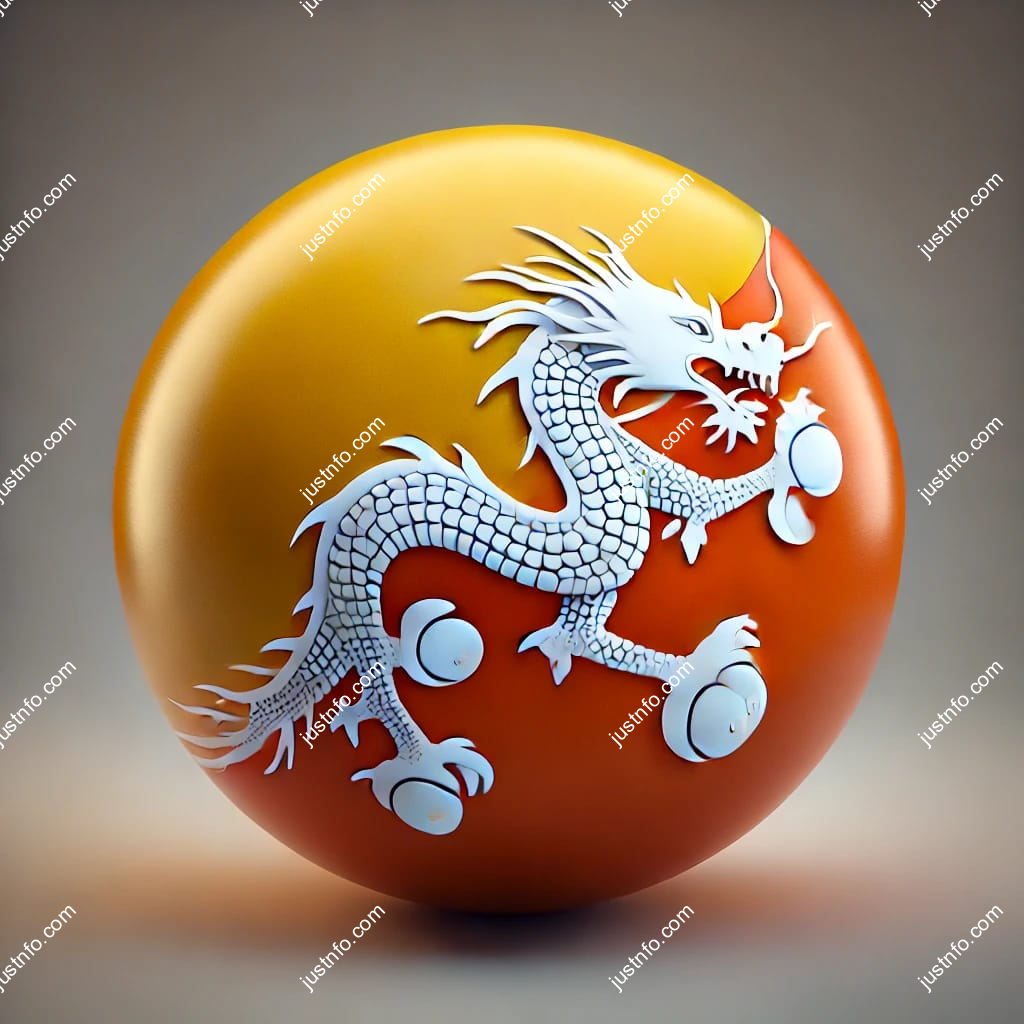 Spherical 3D rendering of the flag of Bhutan