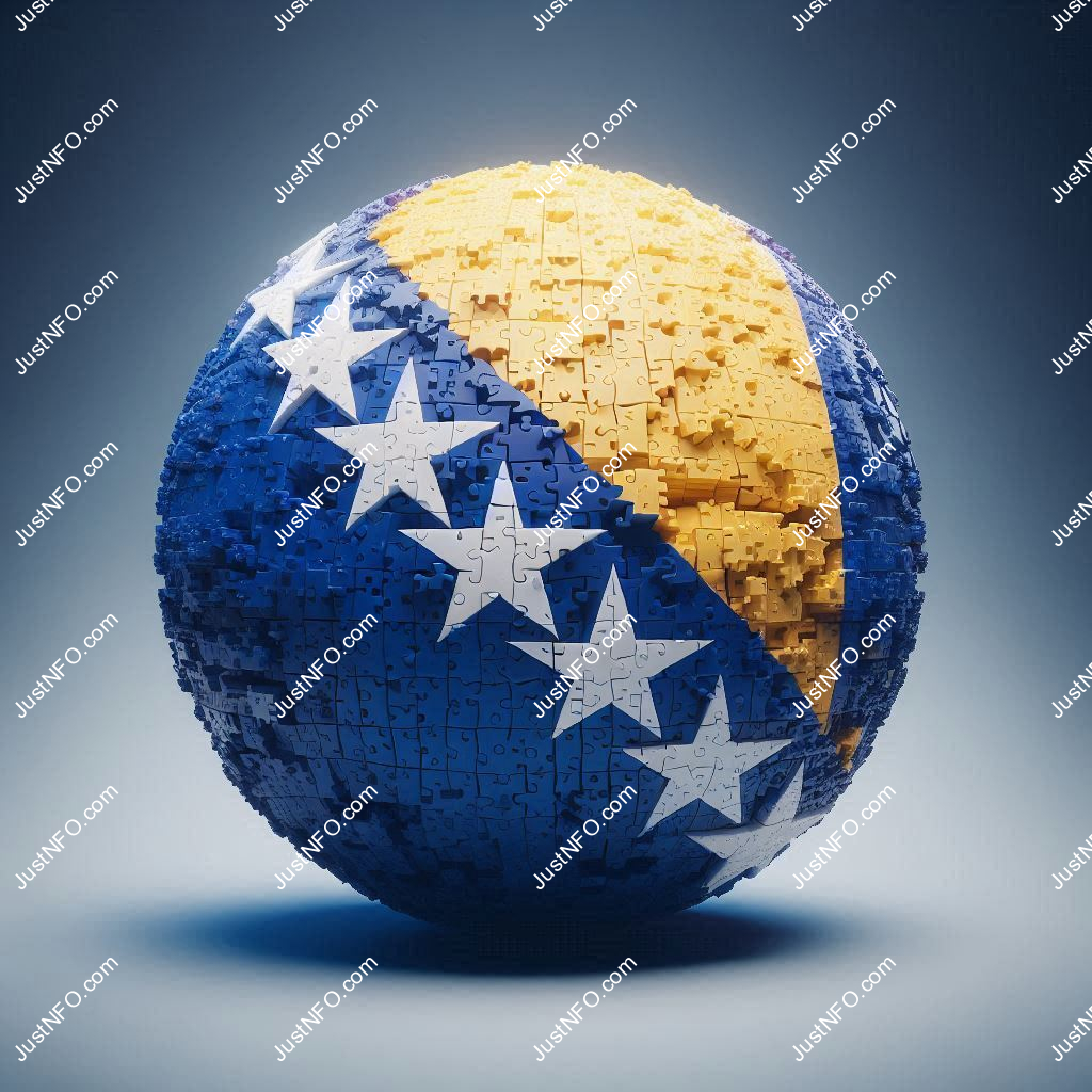 Spherical 3D rendering of the flag of Bosnia and Herzegovina