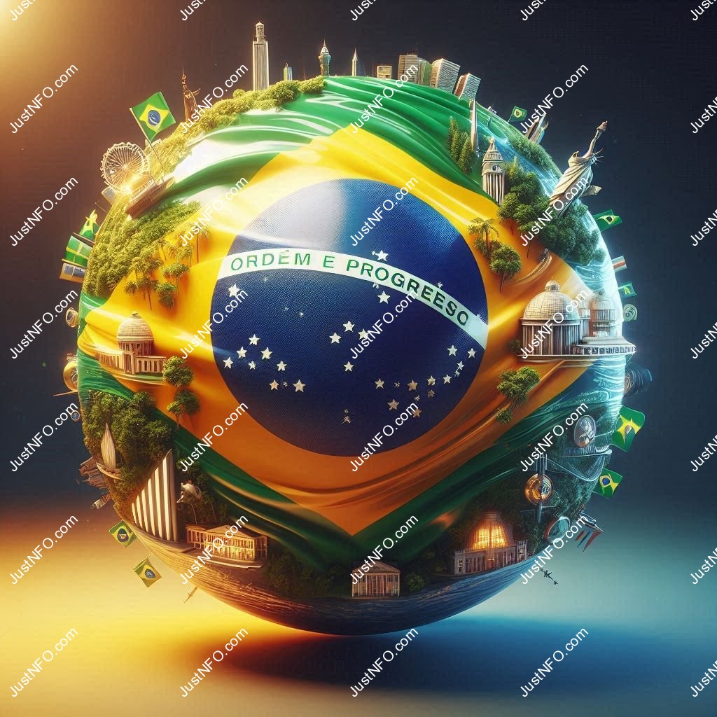 Spherical 3D rendering of the flag of Brazil