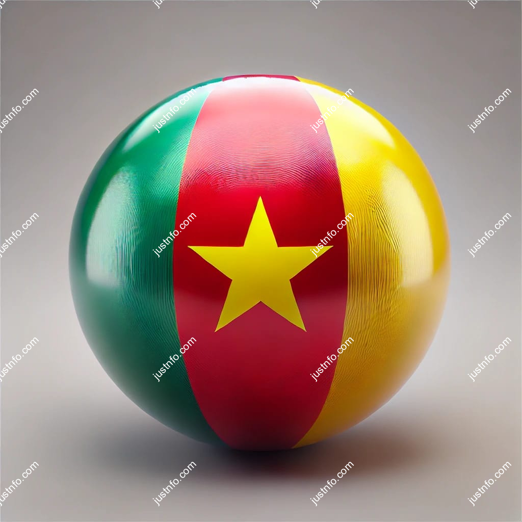 Spherical 3D rendering of the flag of Cameroon