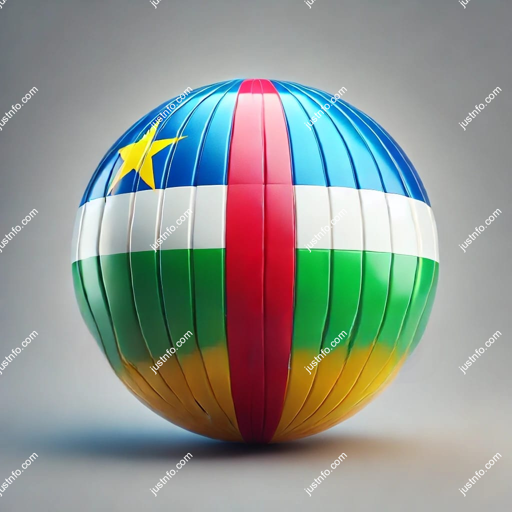 Spherical 3D rendering of the flag of Central African Republic