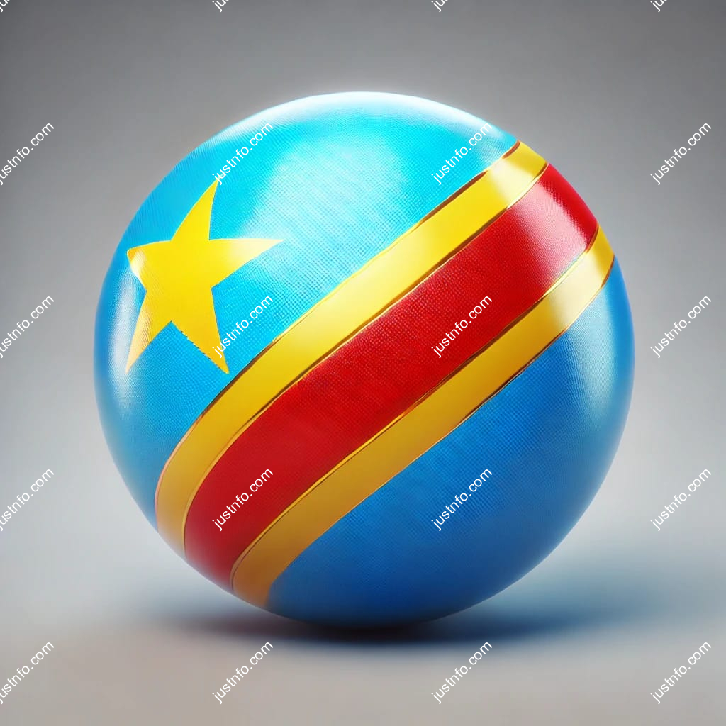 Spherical 3D rendering of the flag of Democratic Republic of the Congo