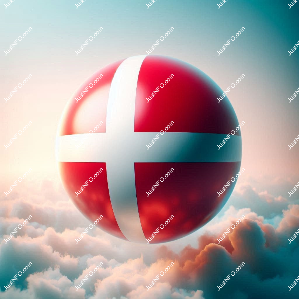 Spherical 3D rendering of the flag of Denmark
