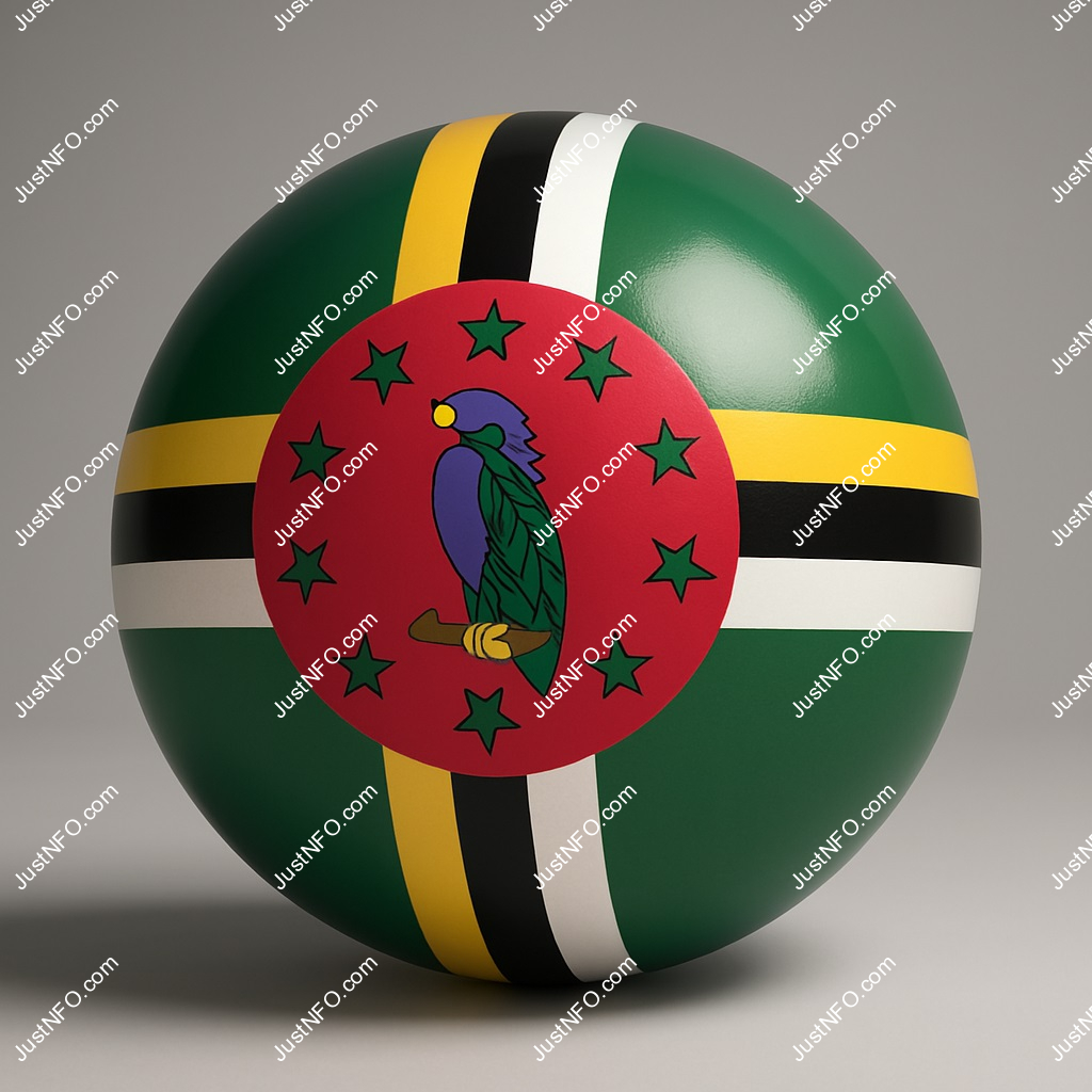 Spherical 3D rendering of the flag of Dominica