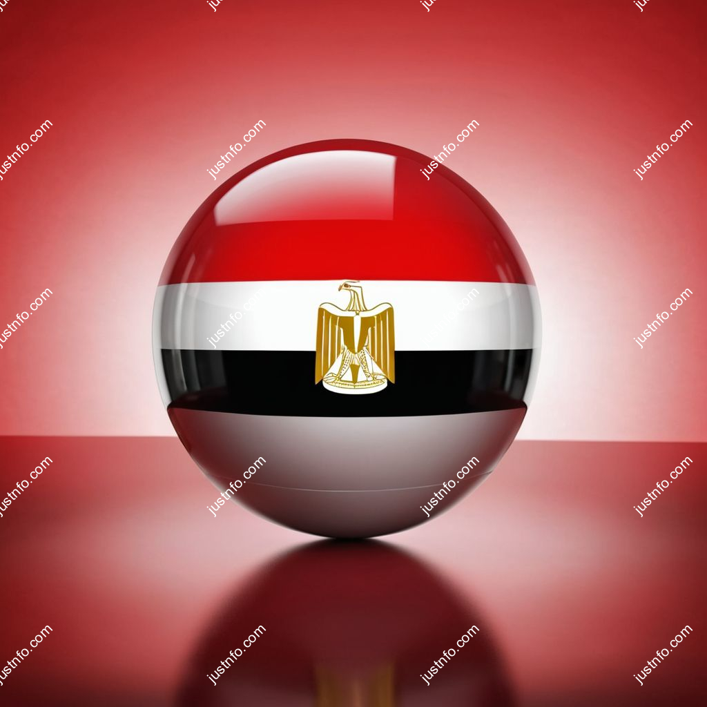 Spherical 3D rendering of the flag of Egypt