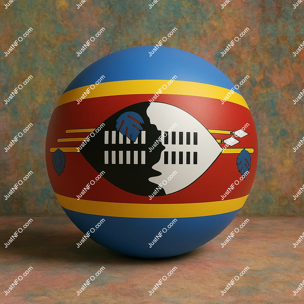Spherical 3D rendering of the flag of Eswatini
