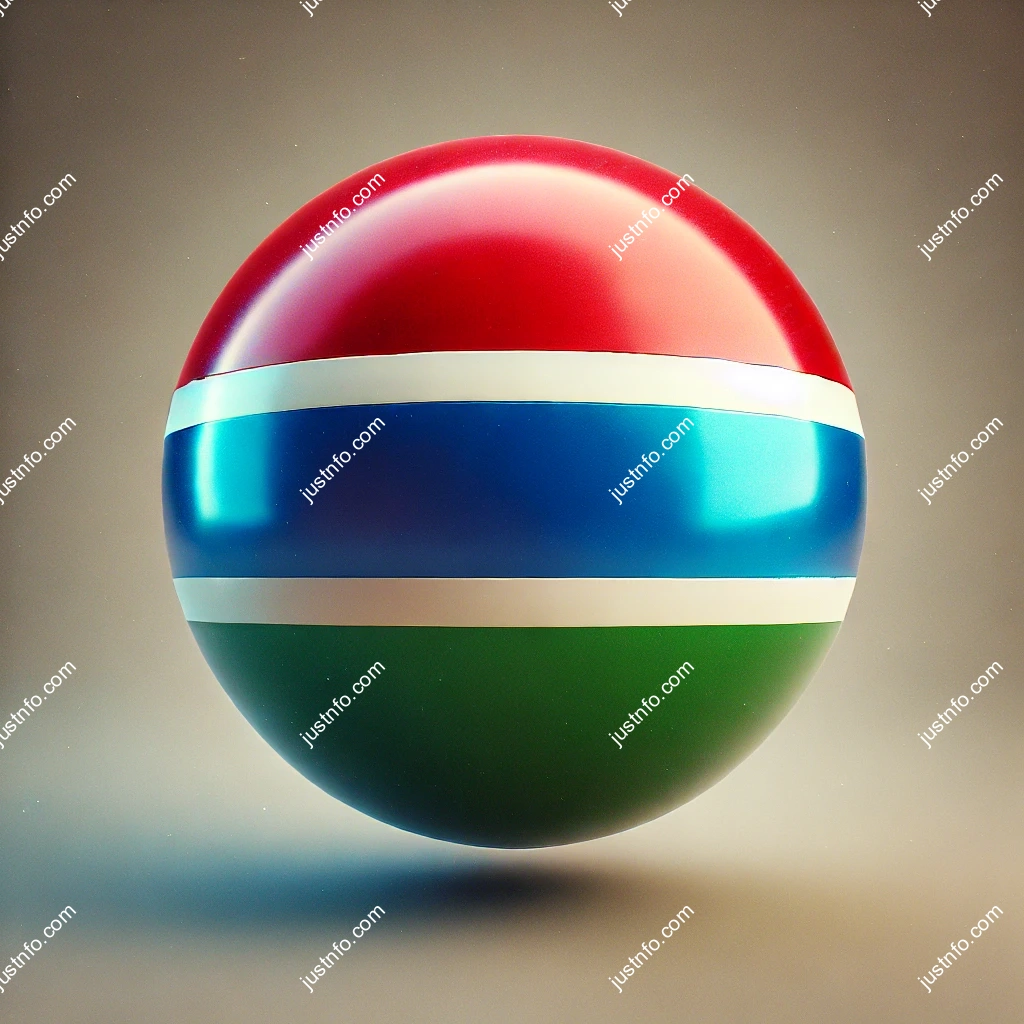 Spherical 3D rendering of the flag of Gambia