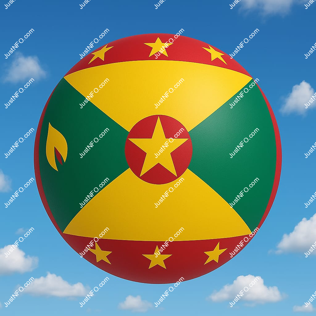 Spherical 3D rendering of the flag of Grenada