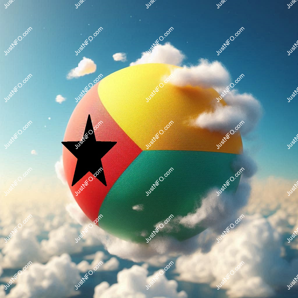 Spherical 3D rendering of the flag of Guinea-Bissau
