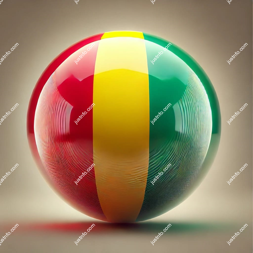 Spherical 3D rendering of the flag of Guinea