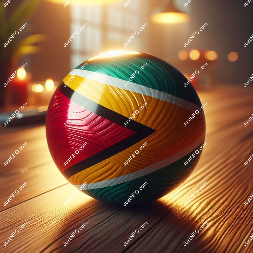 Spherical 3D rendering of the flag of Guyana