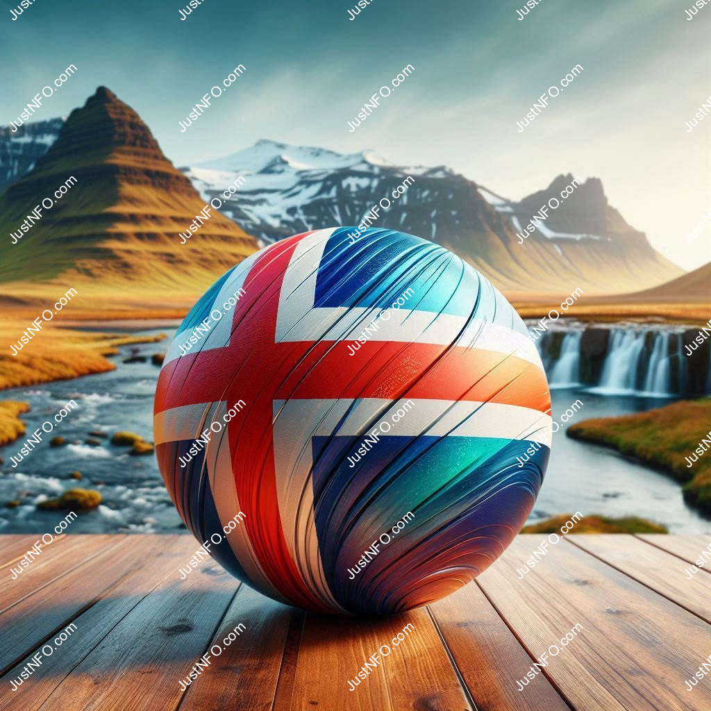 Spherical 3D rendering of the flag of Iceland