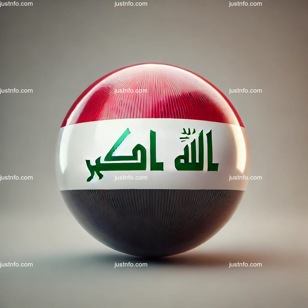 Spherical 3D rendering of the flag of Iraq