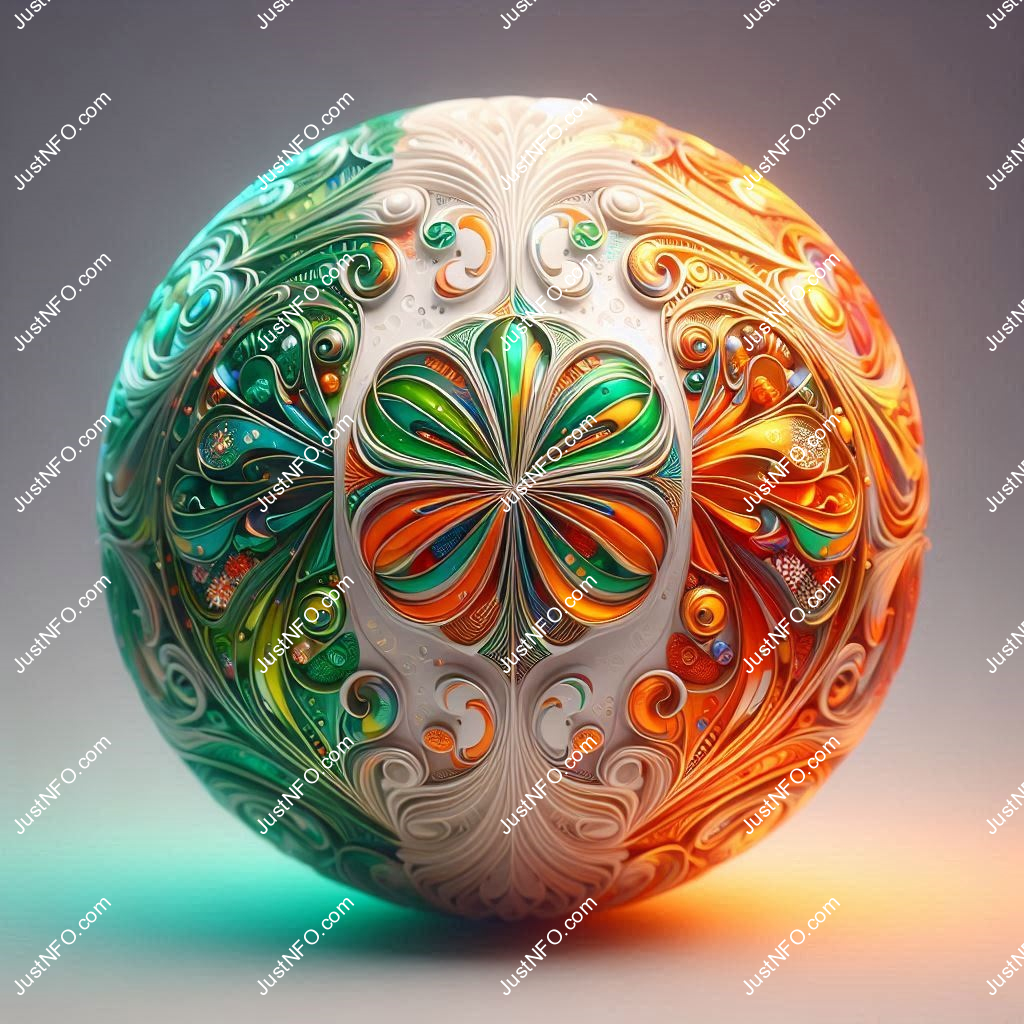 Spherical 3D rendering of the flag of Ireland