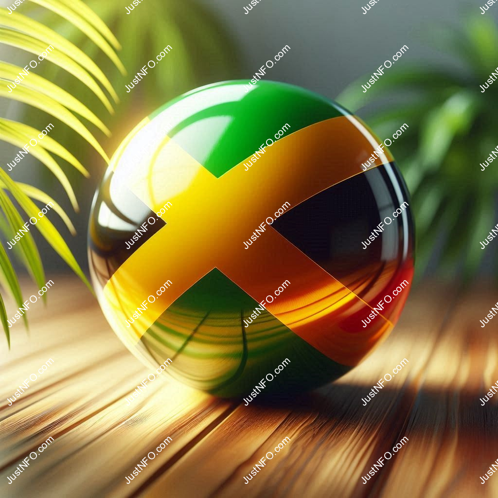 Spherical 3D rendering of the flag of Jamaica