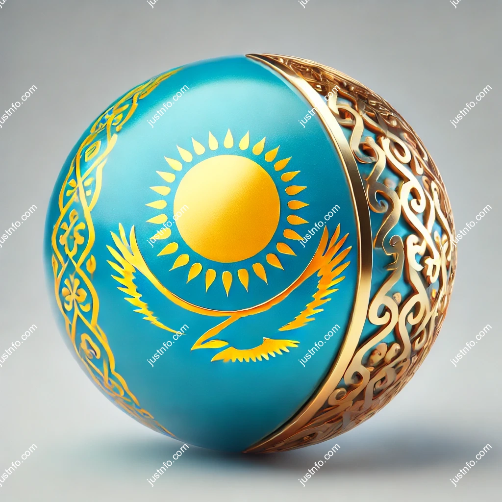 Spherical 3D rendering of the flag of Kazakhstan - version 2