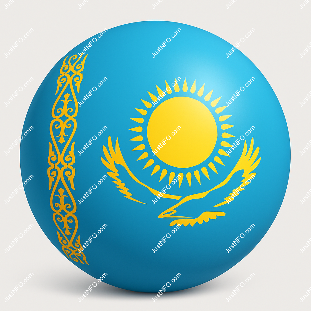 Spherical 3D rendering of the flag of Kazakhstan