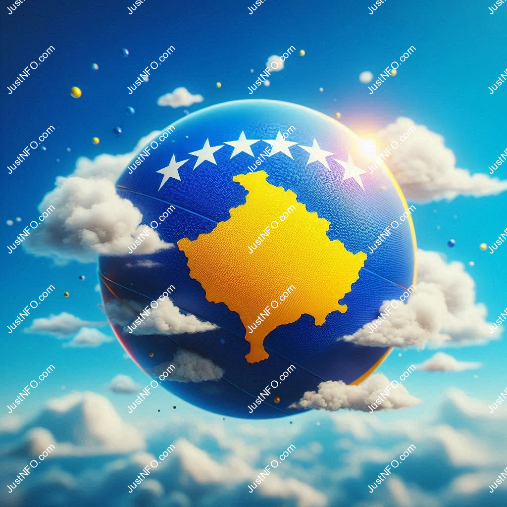 Spherical 3D rendering of the flag of Kosovo