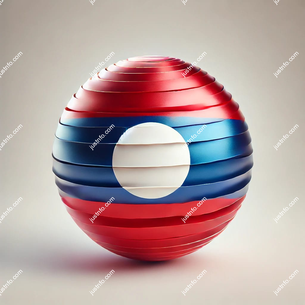 Spherical 3D rendering of the flag of Laos