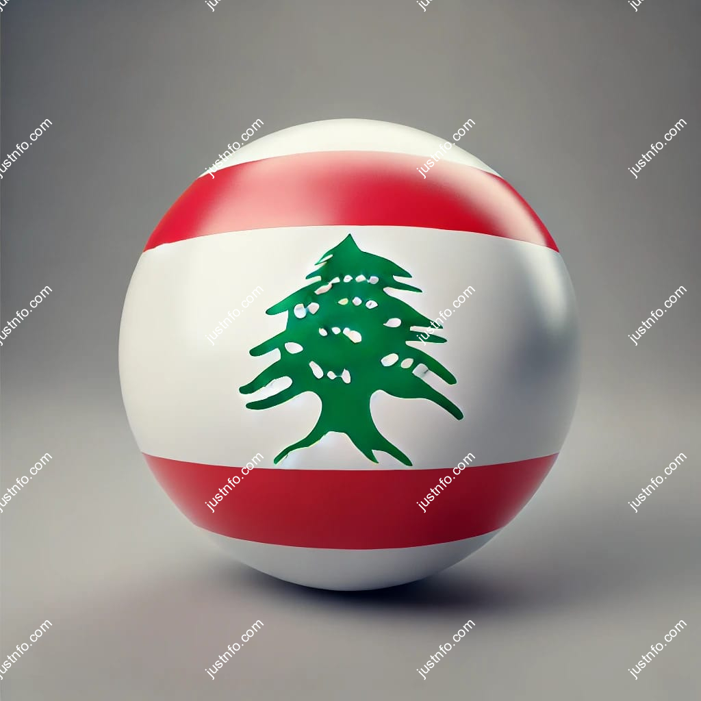 Spherical 3D rendering of the flag of Lebanon