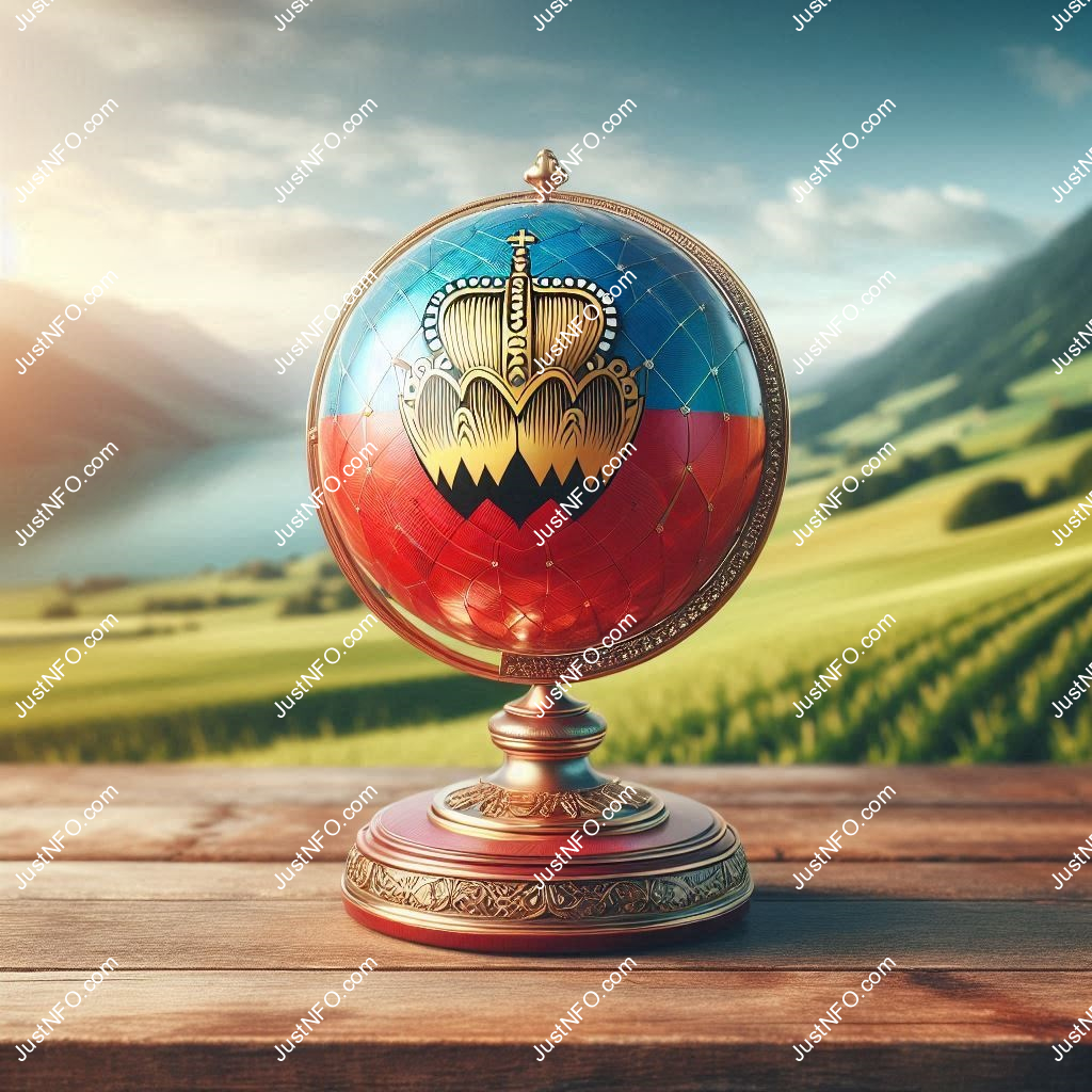 Spherical 3D rendering of the flag of Liechtenstein