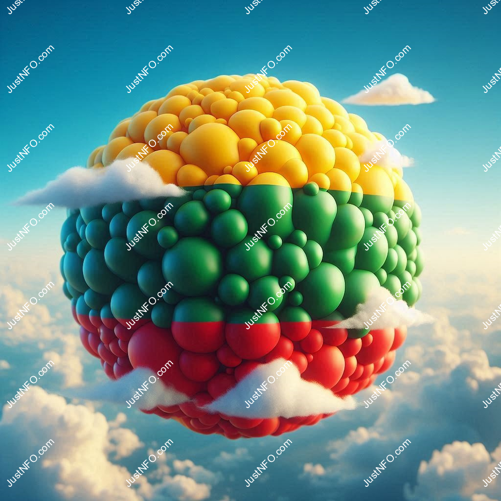Spherical 3D rendering of the flag of Lithuania