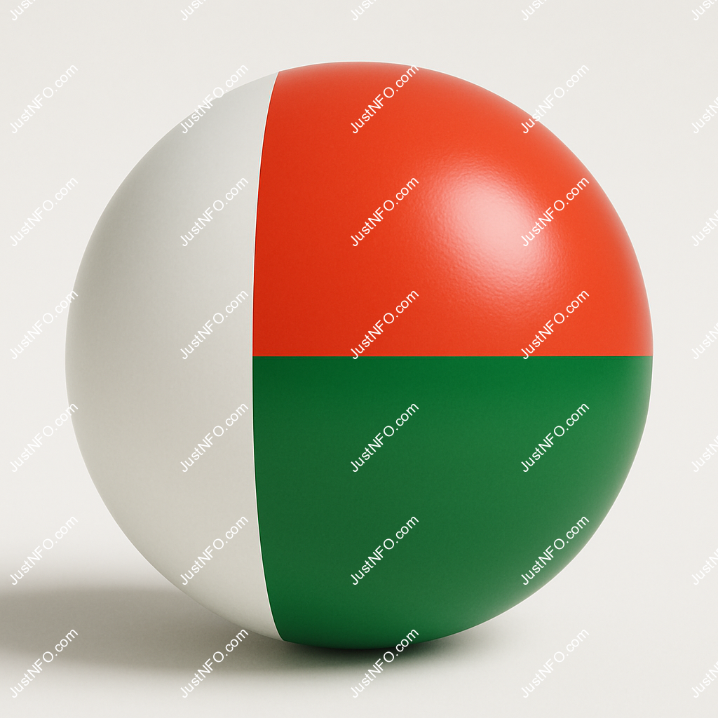 Spherical 3D rendering of the flag of Madagascar