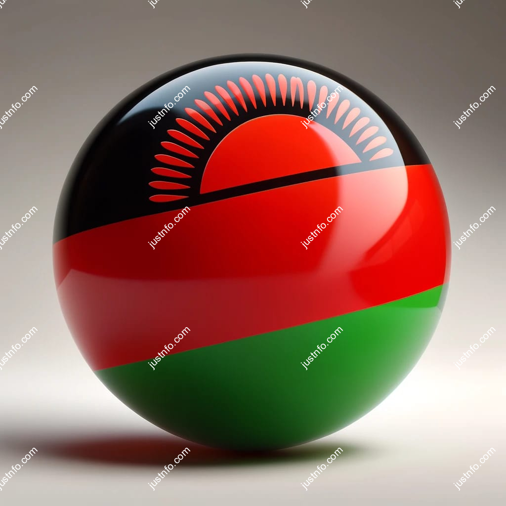Spherical 3D rendering of the flag of Malawi