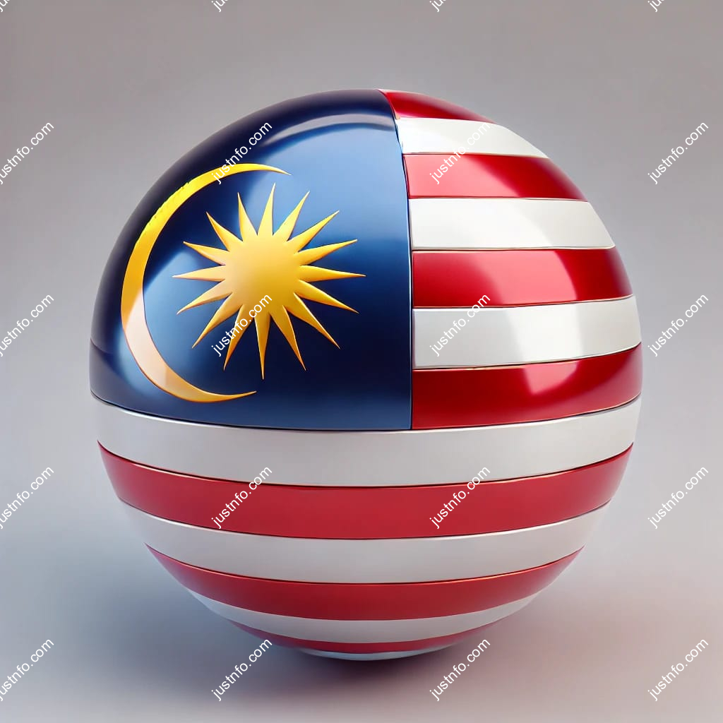 Spherical 3D rendering of the flag of Malaysia