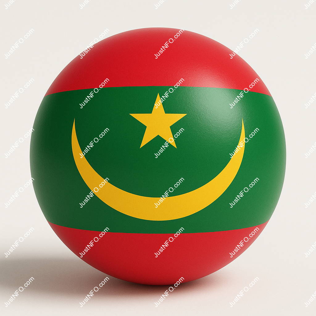 Spherical 3D rendering of the flag of Mauritania