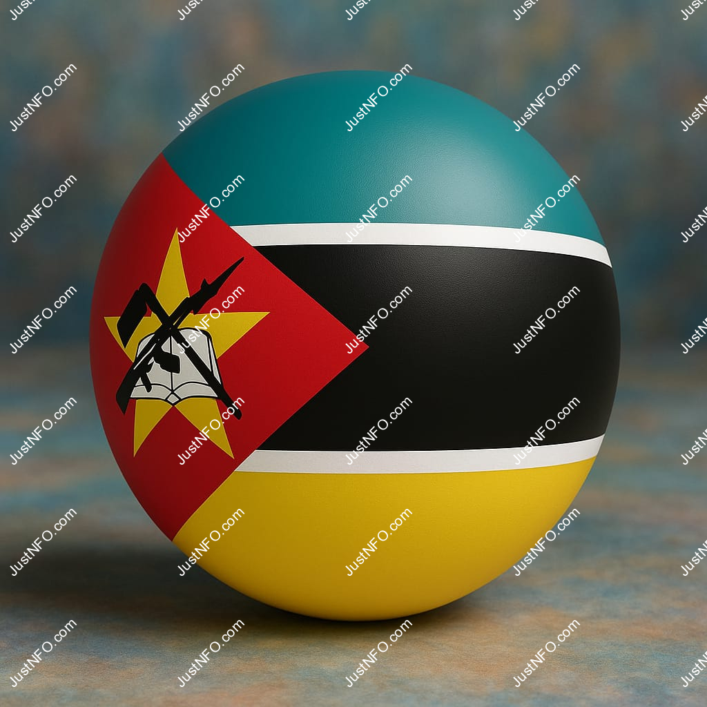 Spherical 3D rendering of the flag of Mozambique