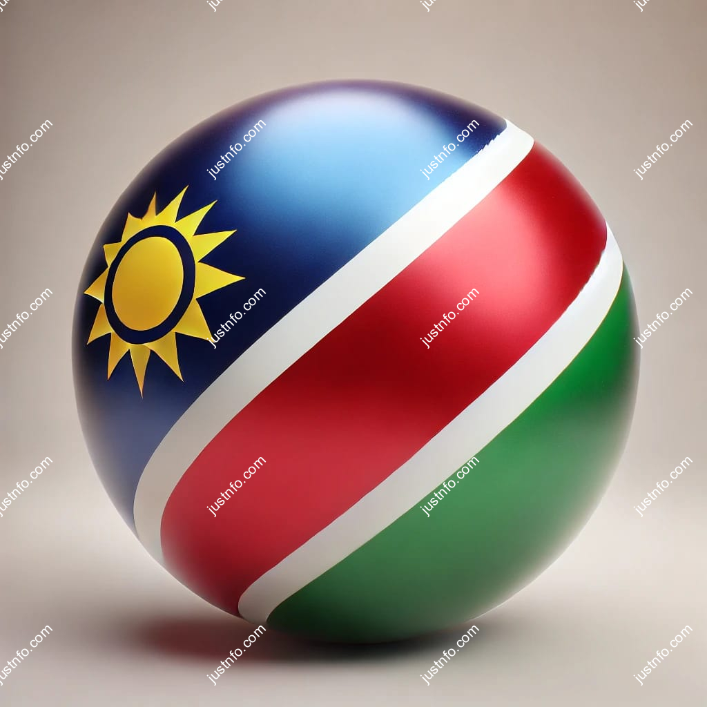 Spherical 3D rendering of the flag of Namibia