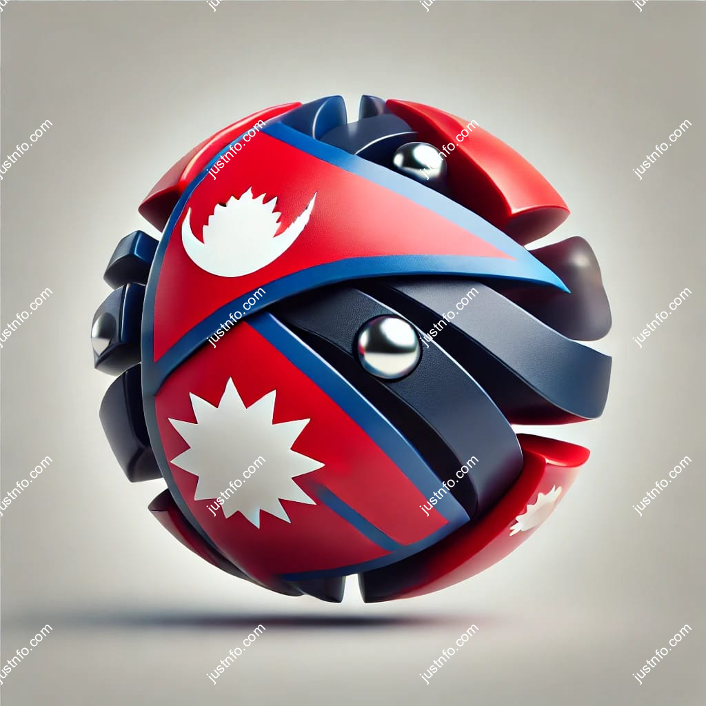 Spherical 3D rendering of the flag of Nepal - version 2