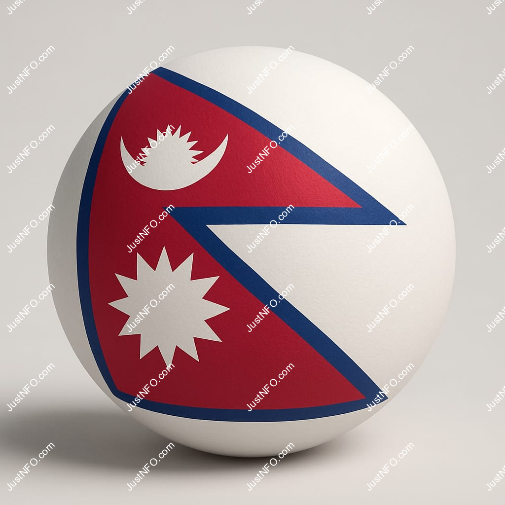 Spherical 3D rendering of the flag of Nepal