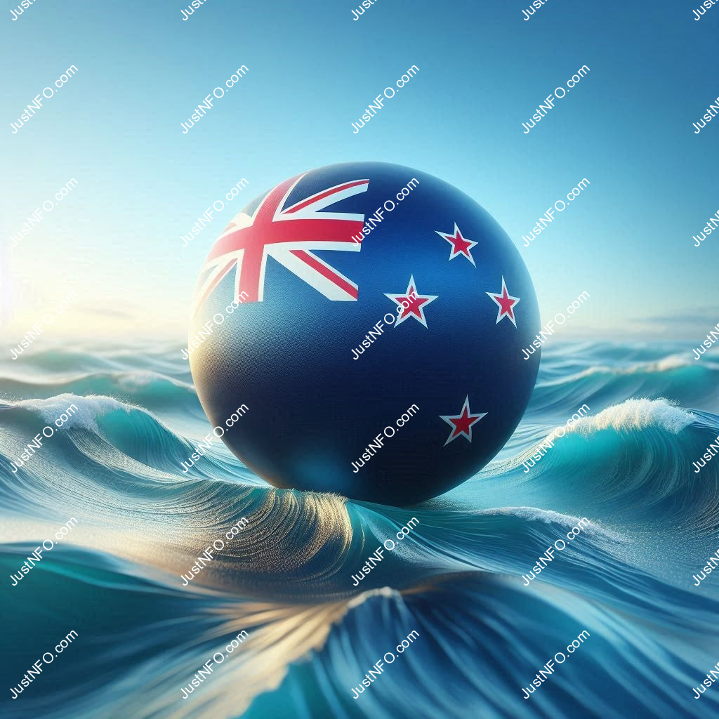 Spherical 3D rendering of the flag of New Zealand