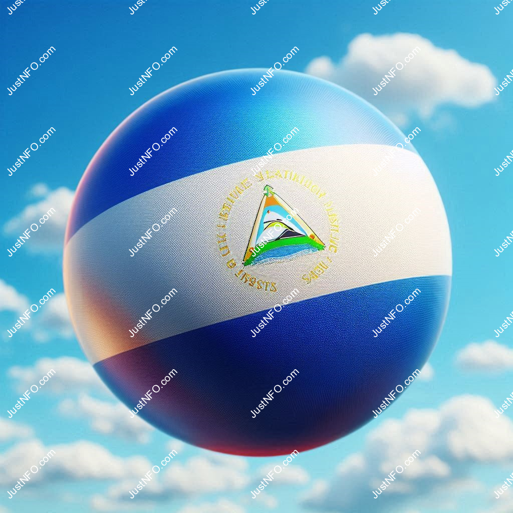 Spherical 3D rendering of the flag of Nicaragua