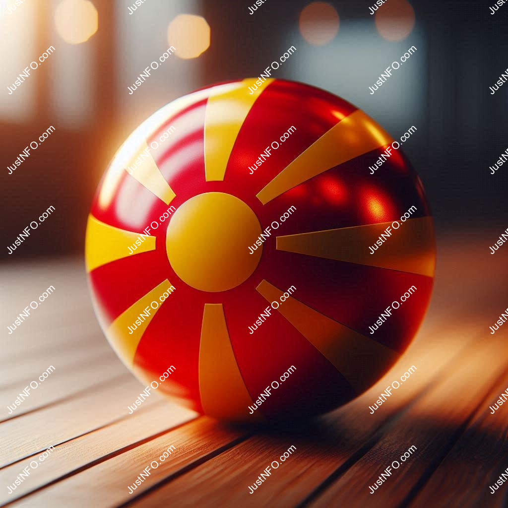 Spherical 3D rendering of the flag of North Macedonia