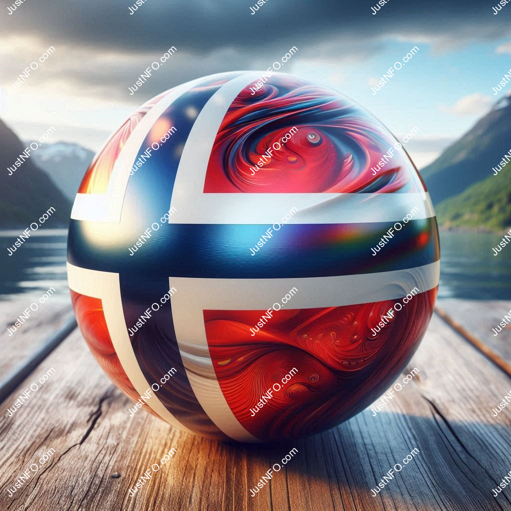Spherical 3D rendering of the flag of Norway