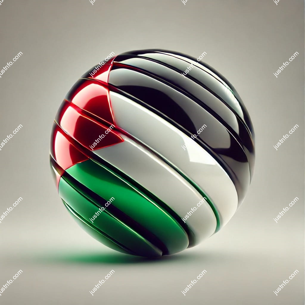 Spherical 3D rendering of the flag of Palestine