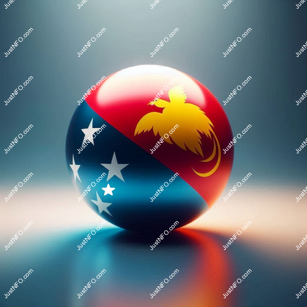 Spherical 3D rendering of the flag of Papua New Guinea