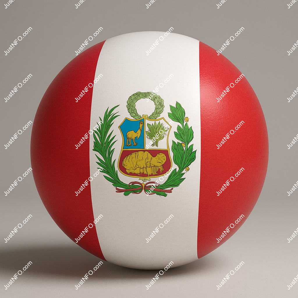 Spherical 3D rendering of the flag of Peru