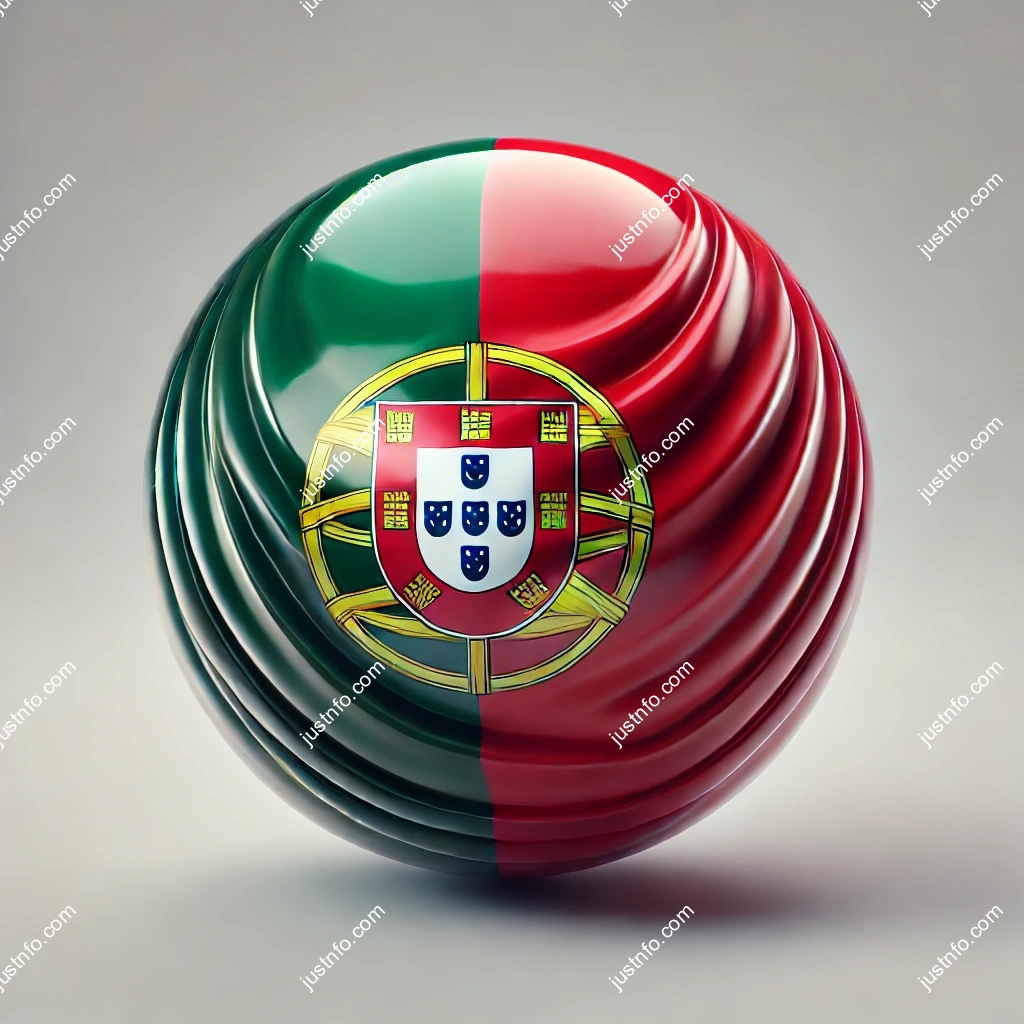 Spherical 3D rendering of the flag of Portugal