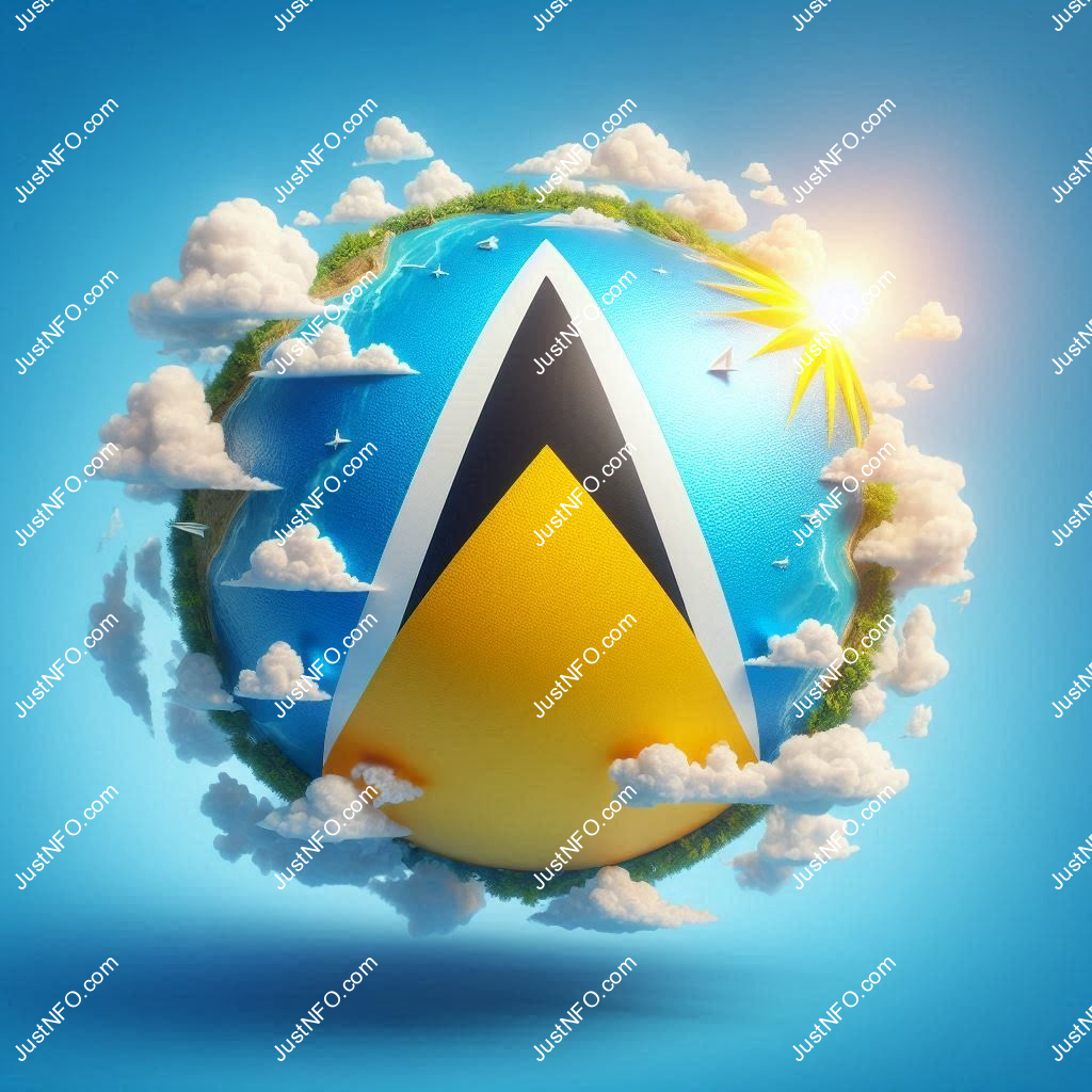 Spherical 3D rendering of the flag of Saint Lucia